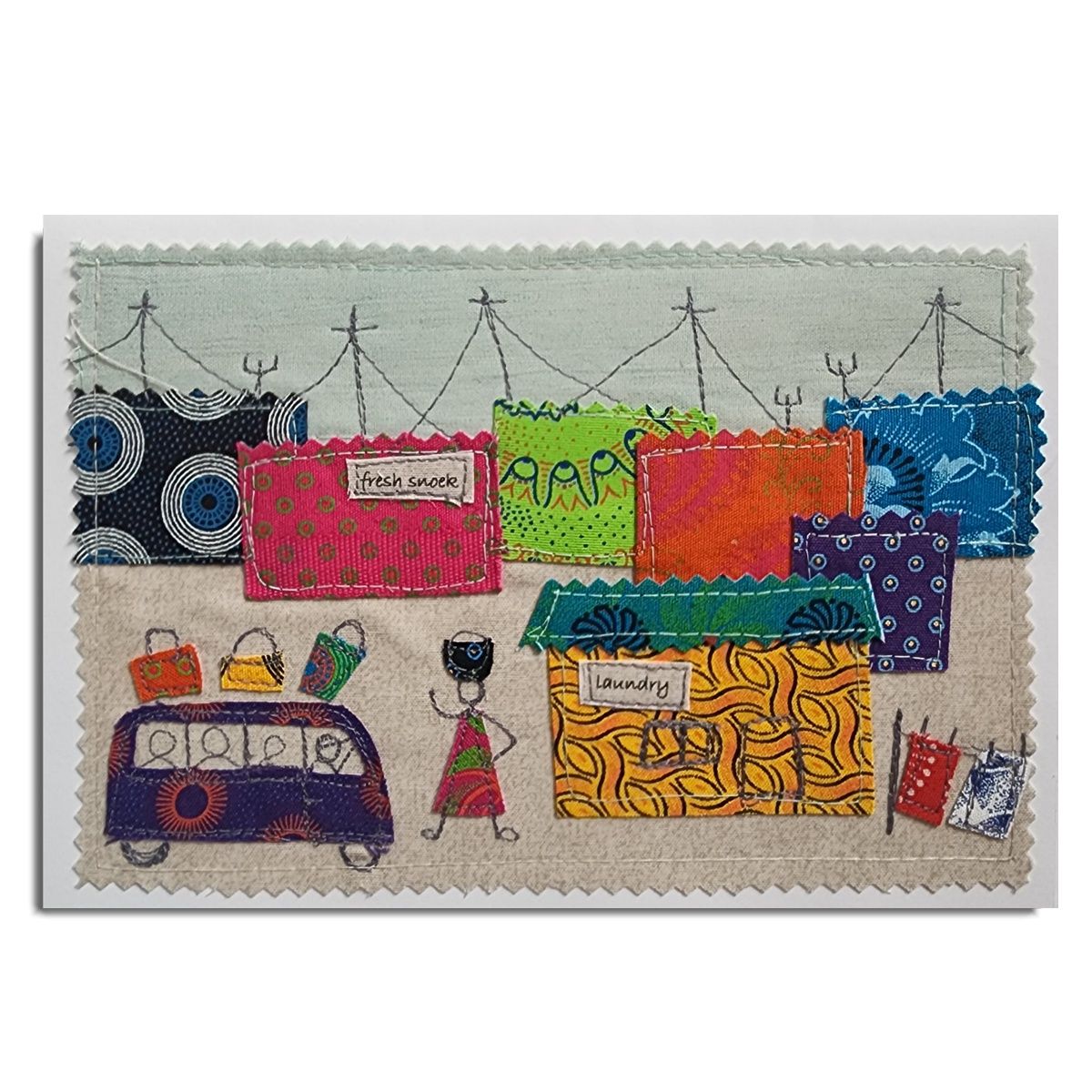 Township Scene Textile Card
