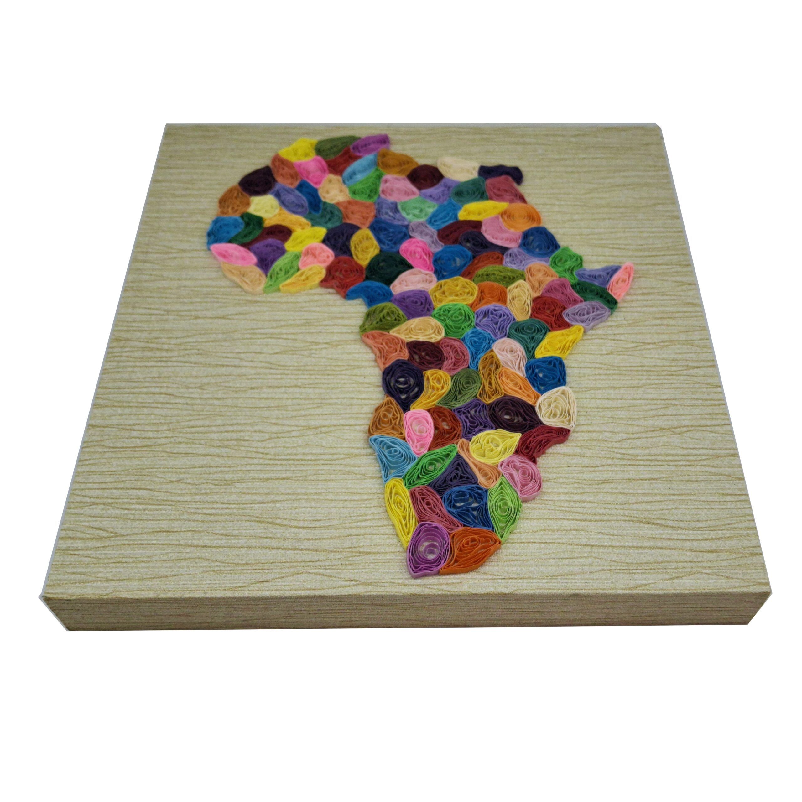 Africa Artwork Paper Art on Painted Canvas