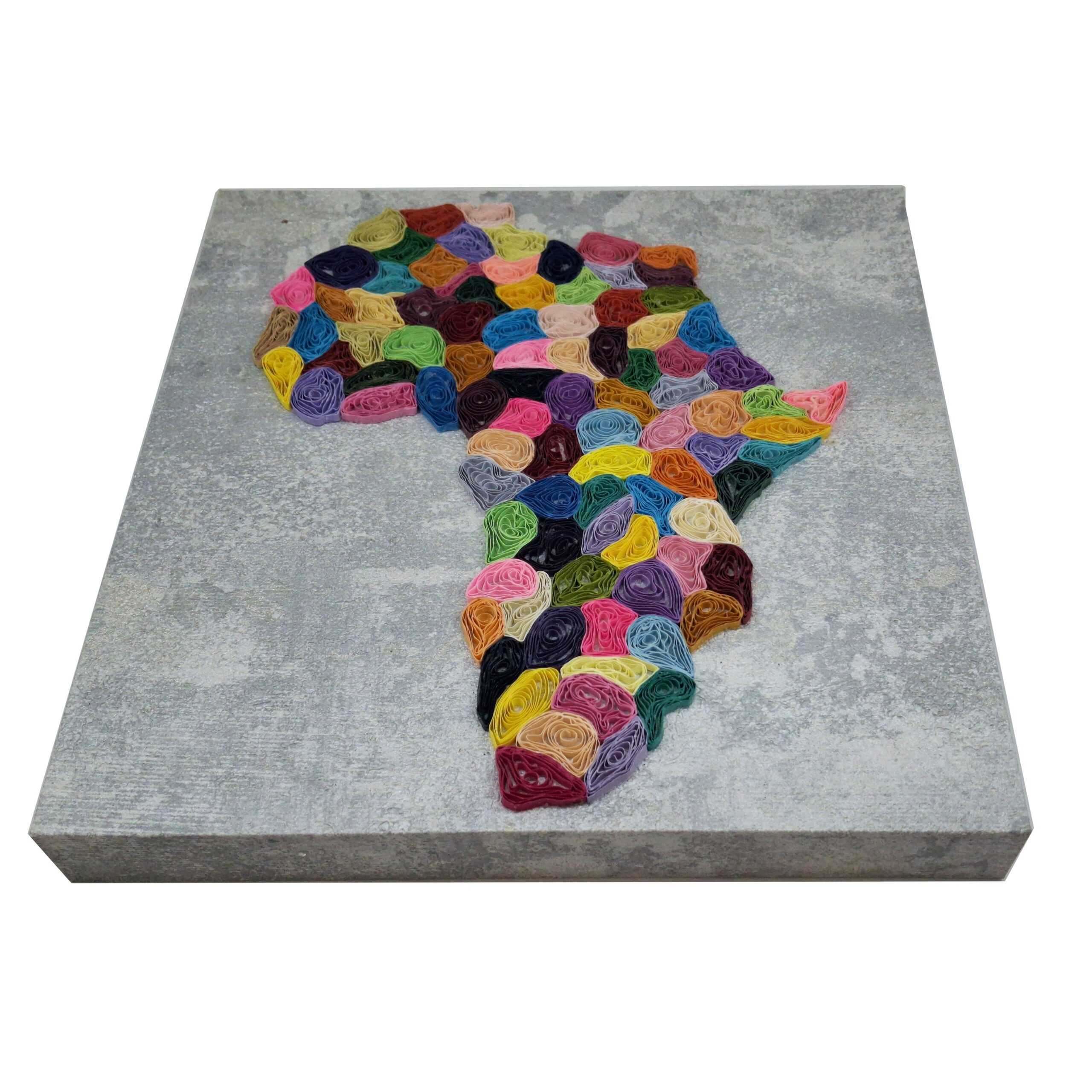 Africa Artwork Paper Art on Painted Canvas